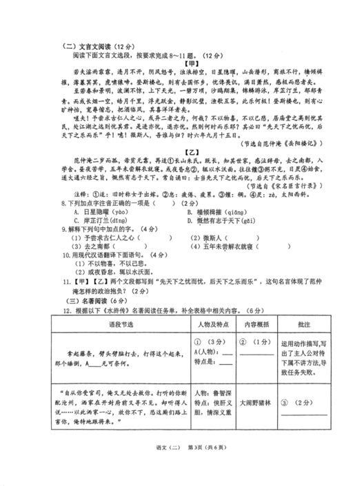 2023年海南省?？谑械谑闹袑W(xué)集團(tuán)初中學(xué)業(yè)水平模擬考試 二 語文試題 圖片版無答案